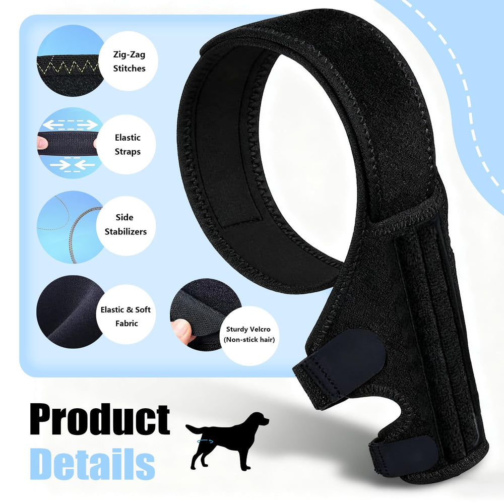 Noorace dog knee brace metal stabilizers closeup demonstrates targeted joint stabilization.