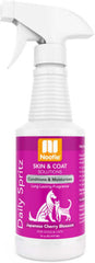 Nootie Daily Spritz bottle close-up shows light cherry blossom scent for dogs.
