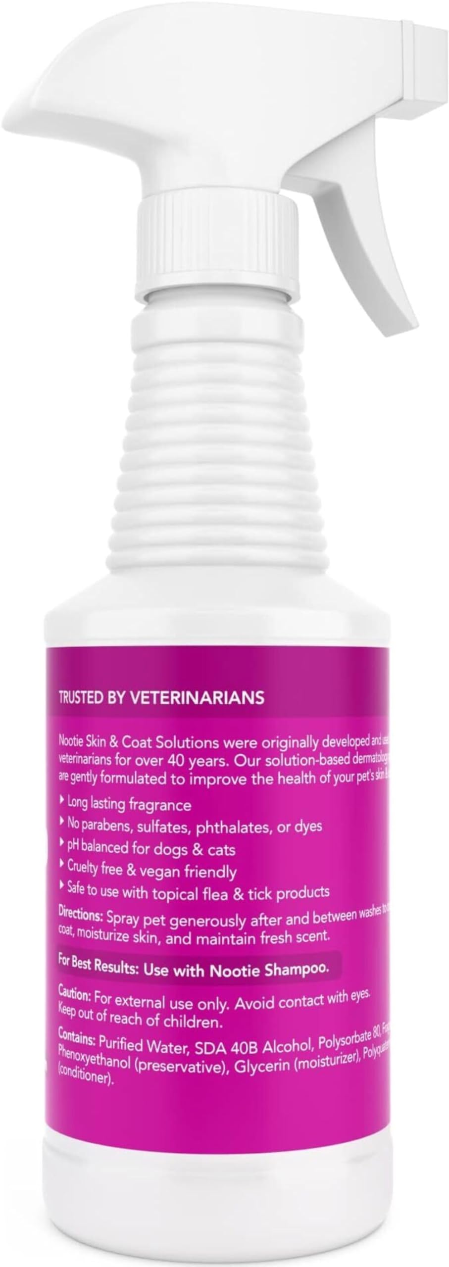 Nootie Daily Spritz label detail highlights paraben-free, skin-friendly formula.