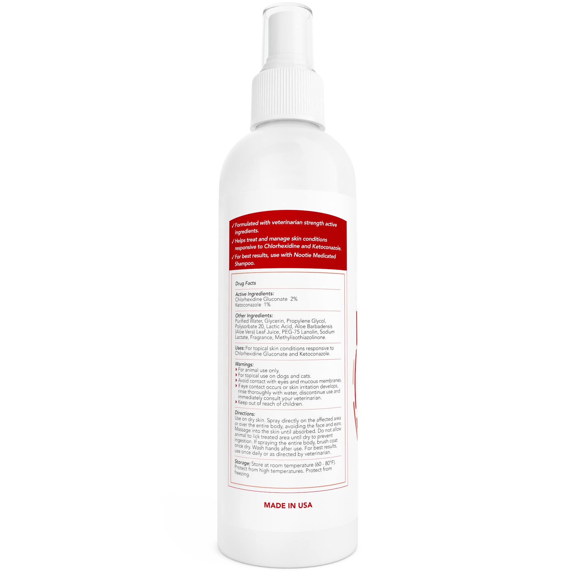 Nootie medicated spray bottle side view showing simple spray-on use.