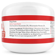 Nootie medicated wipes shown by a dog's ear area for gentle cleaning.