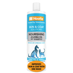 Nootie pet shampoo bottle shows gentle, sensitive-skin cleansing.