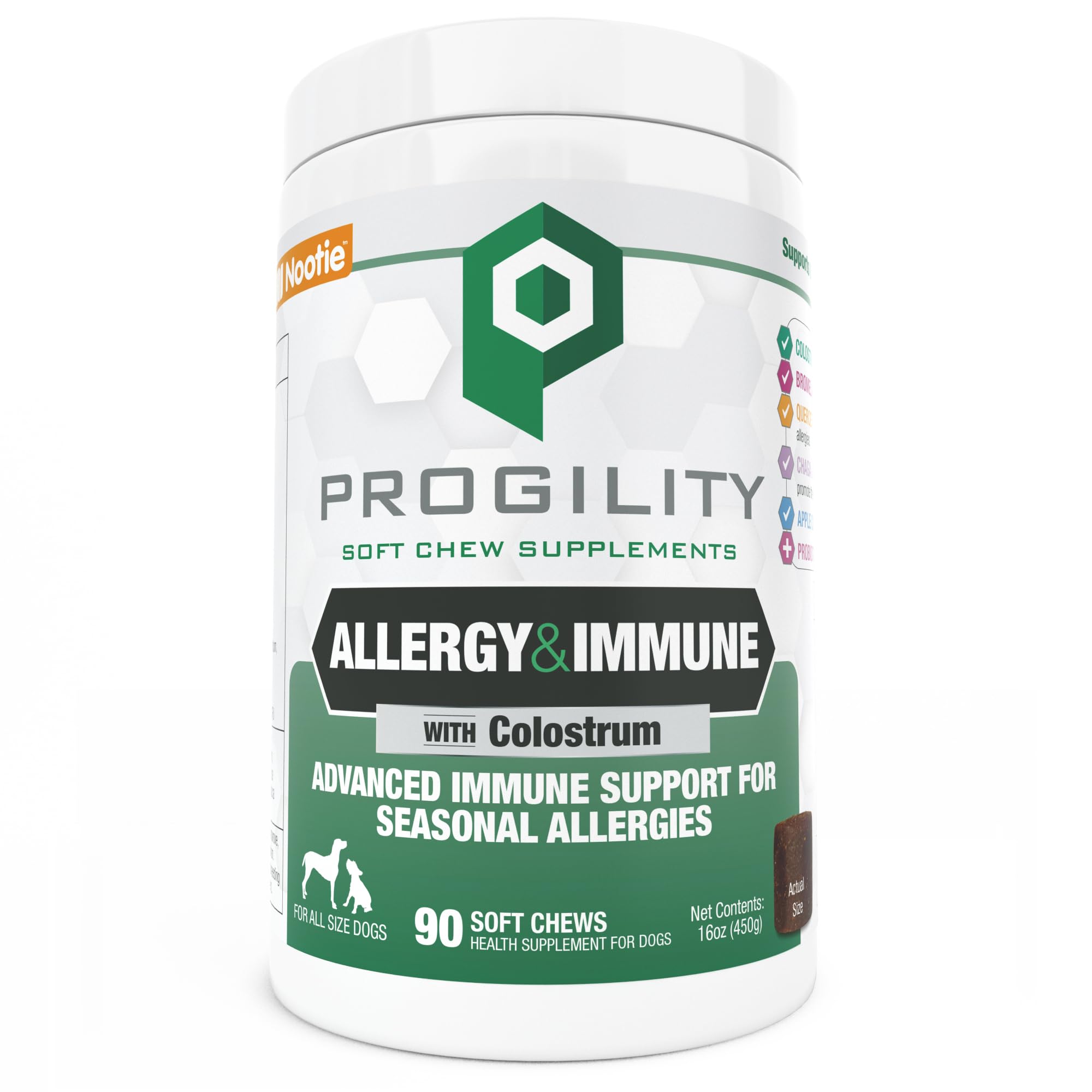Nootie Progility bottle with soft chews for daily immune support.