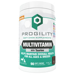 Nootie Progility bottle front view highlighting daily multivitamin for dogs' wellness.