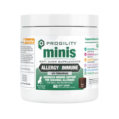 Nootie Progility Mini chews in bottle for daily immune support in small dogs.