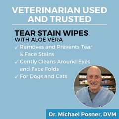 Nootie Tear Stain Wipes being used around eyes to clean facial folds