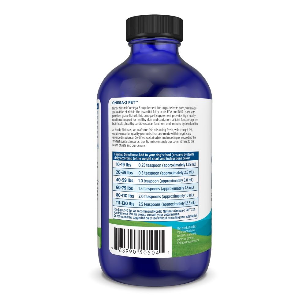 Nordic Naturals Omega-3 Pet ingredients glass emphasizes pure, non-GMO formula.