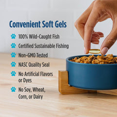 Nordic Naturals Omega-3 Pet pour action shows oil flow for dogs.