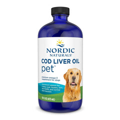 Nordic Naturals Pet Cod Liver Oil bottle pour for easy daily dosing