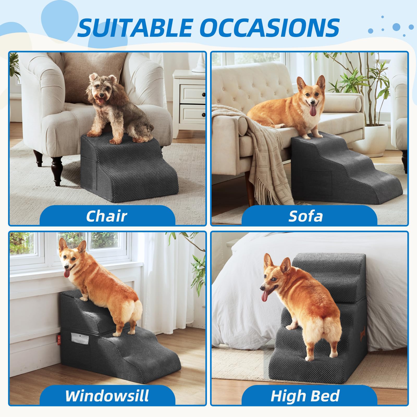 Nordjager dog stairs cover pocket close-up highlights convenient storage