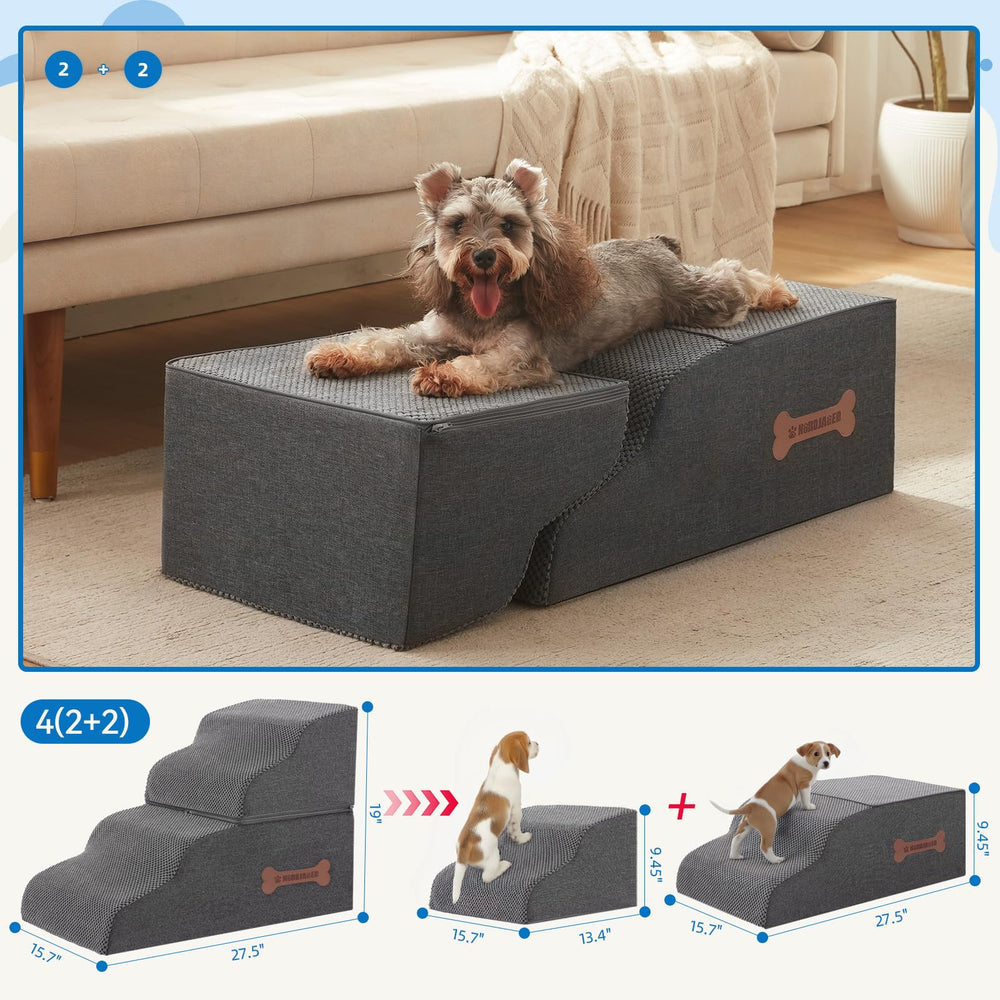 Nordjager Dog Stairs four steps non-slip surface keeps pets secure during climbs.