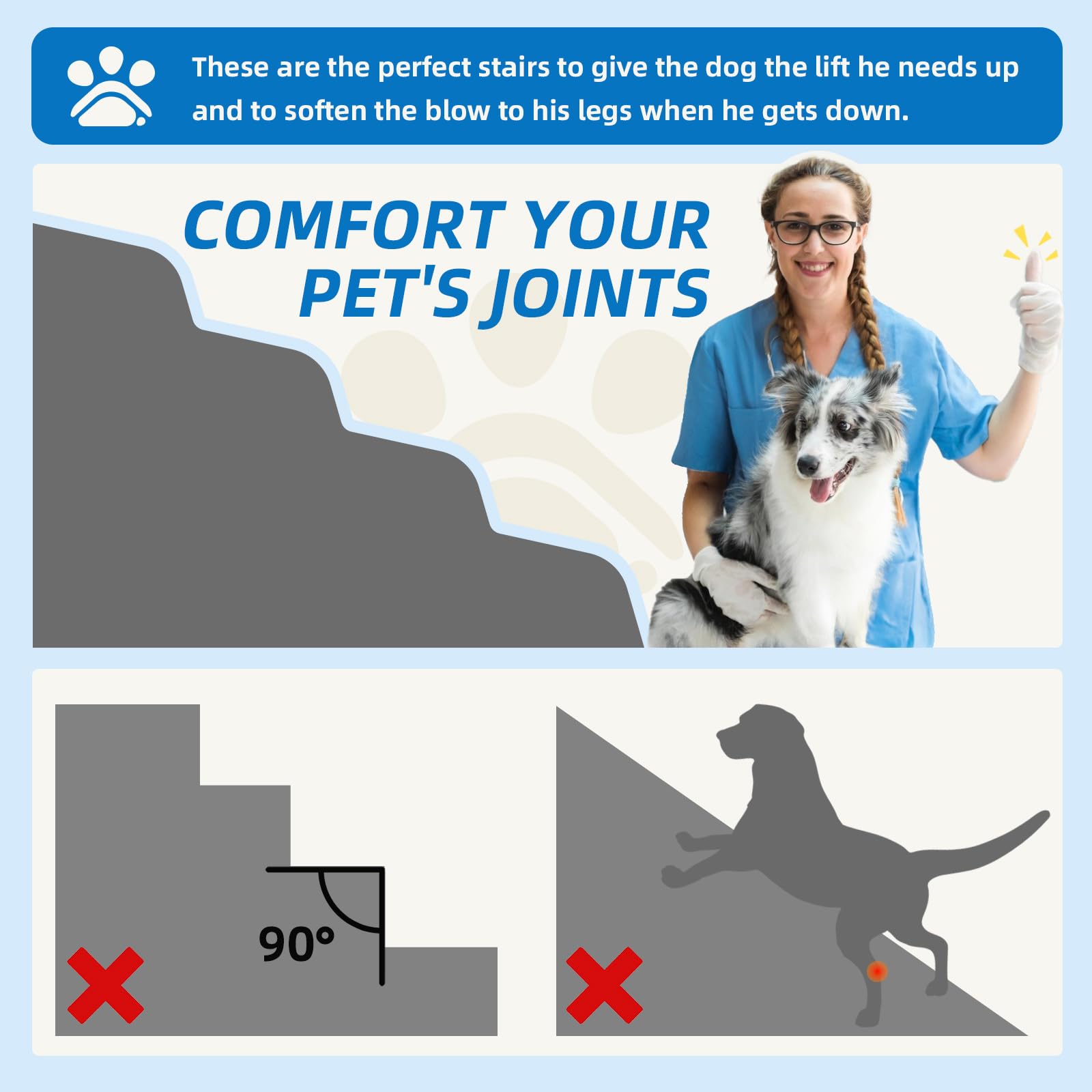 Nordjager Dog Stairs four steps removable parts allow flexible height configurations.