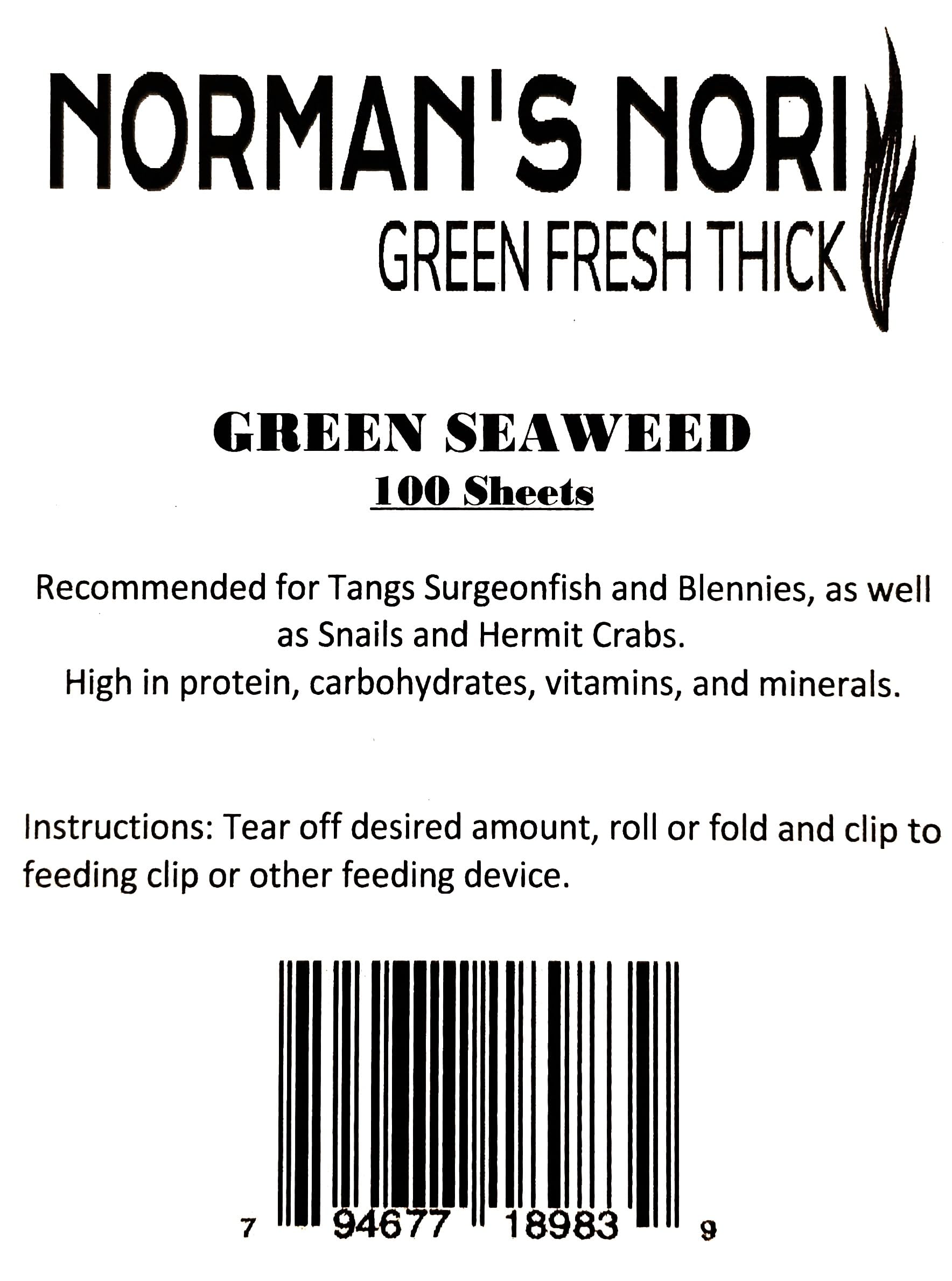 Norman's Nori seaweed sheet rich in nutrients for fish.