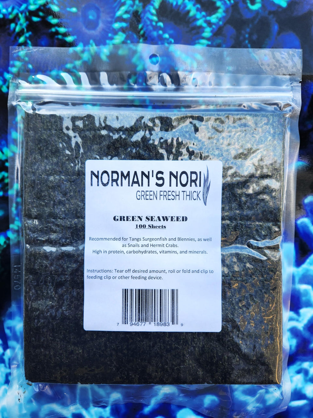 Norman's Nori vacuum-sealed packaging preserves freshness.