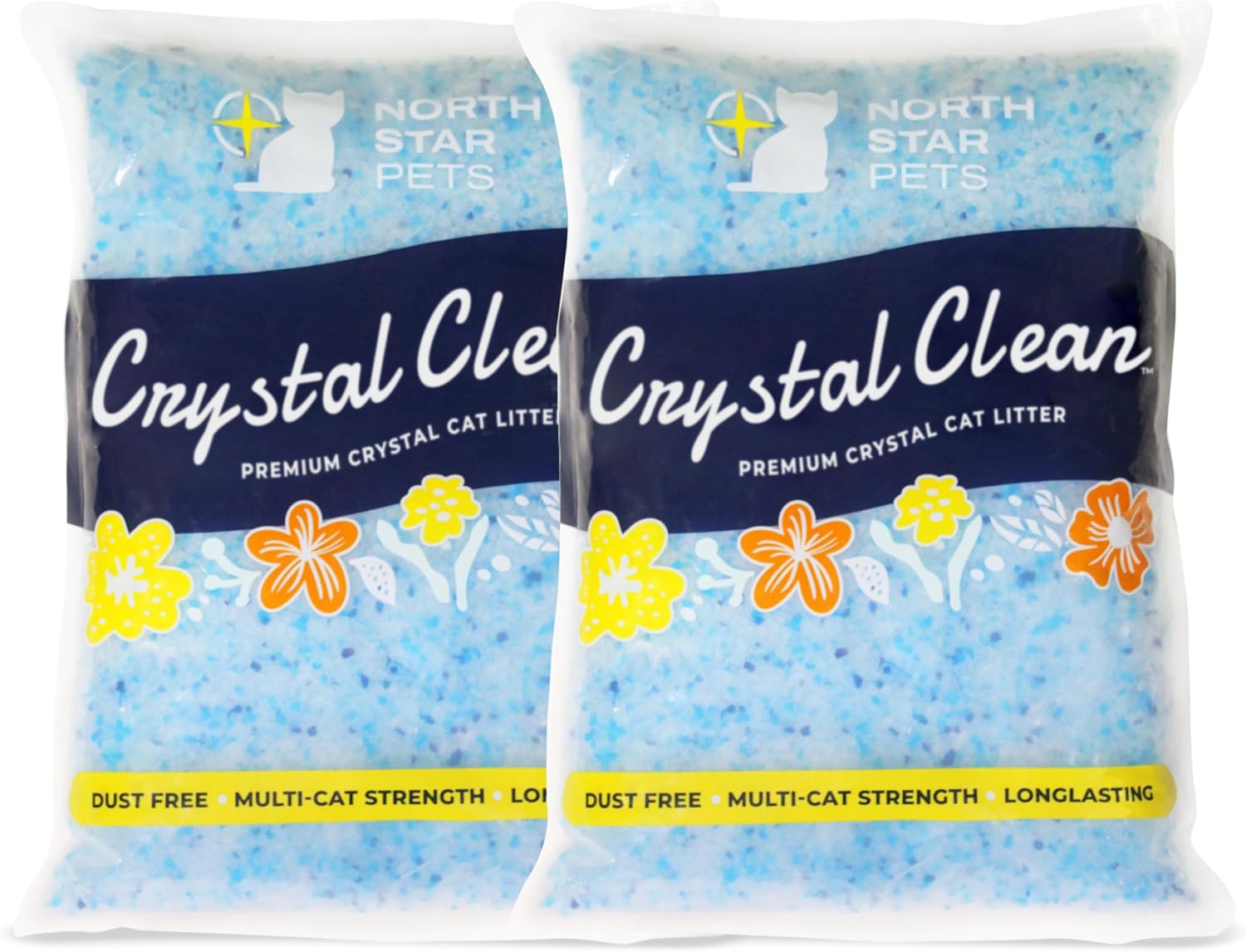 North Star Pets Crystal Clean front bag shows lightweight 4.3 lb packaging.