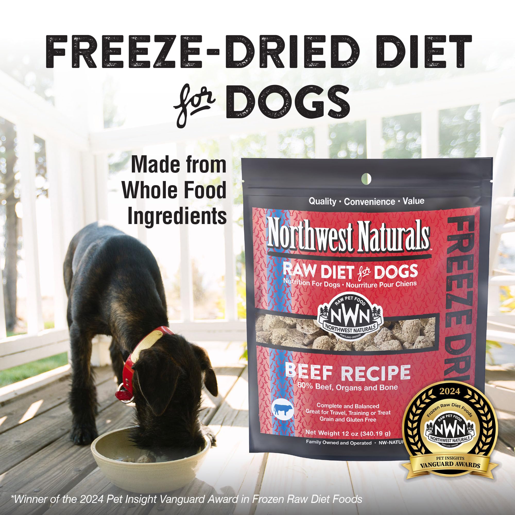 Northwest Naturals beef dog food bite-sized nuggets close-up, ideal for training rewards.