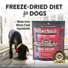 Northwest Naturals beef dog food bite-sized nuggets close-up, ideal for training rewards.