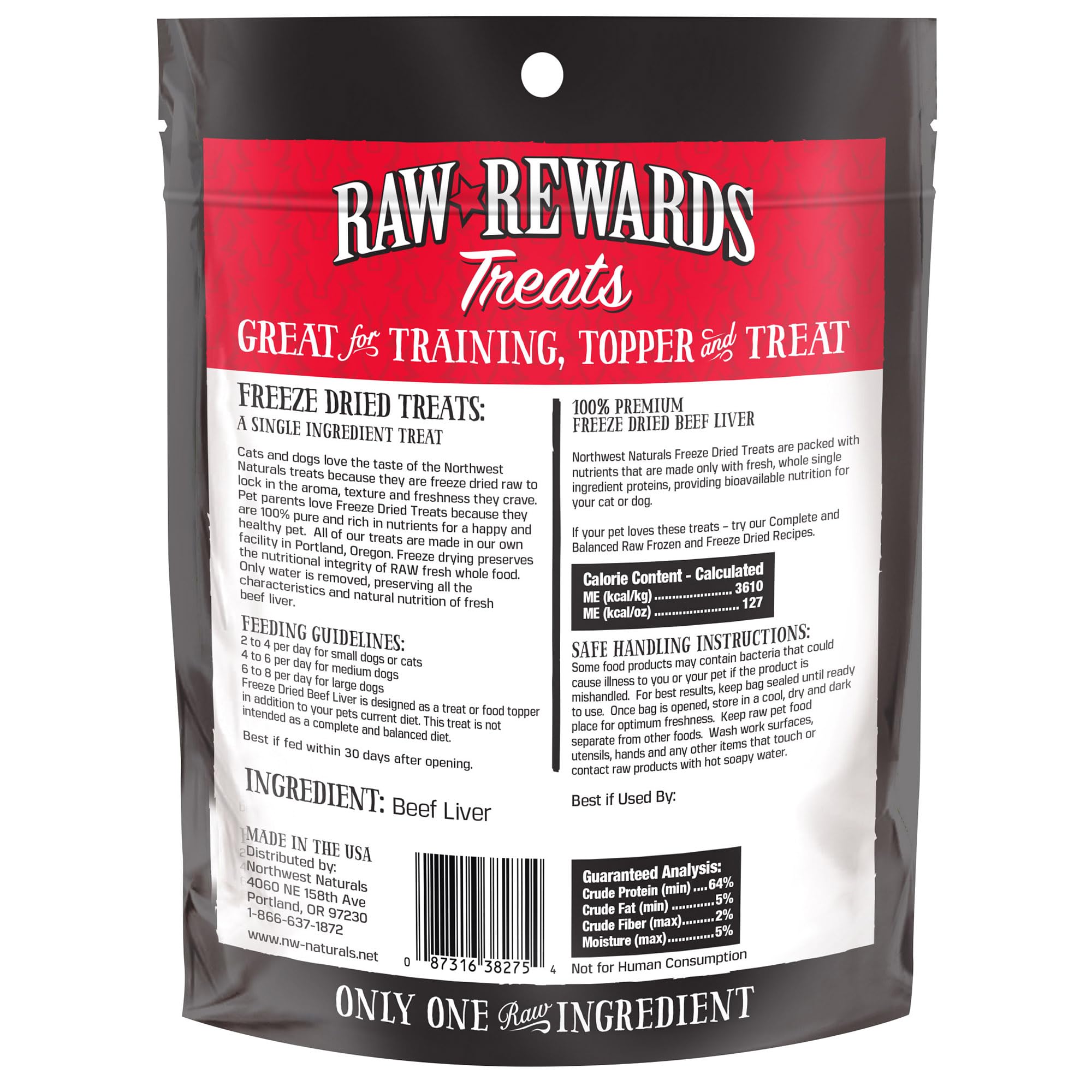 Northwest Naturals beef liver nuggets US-made human-grade pet food