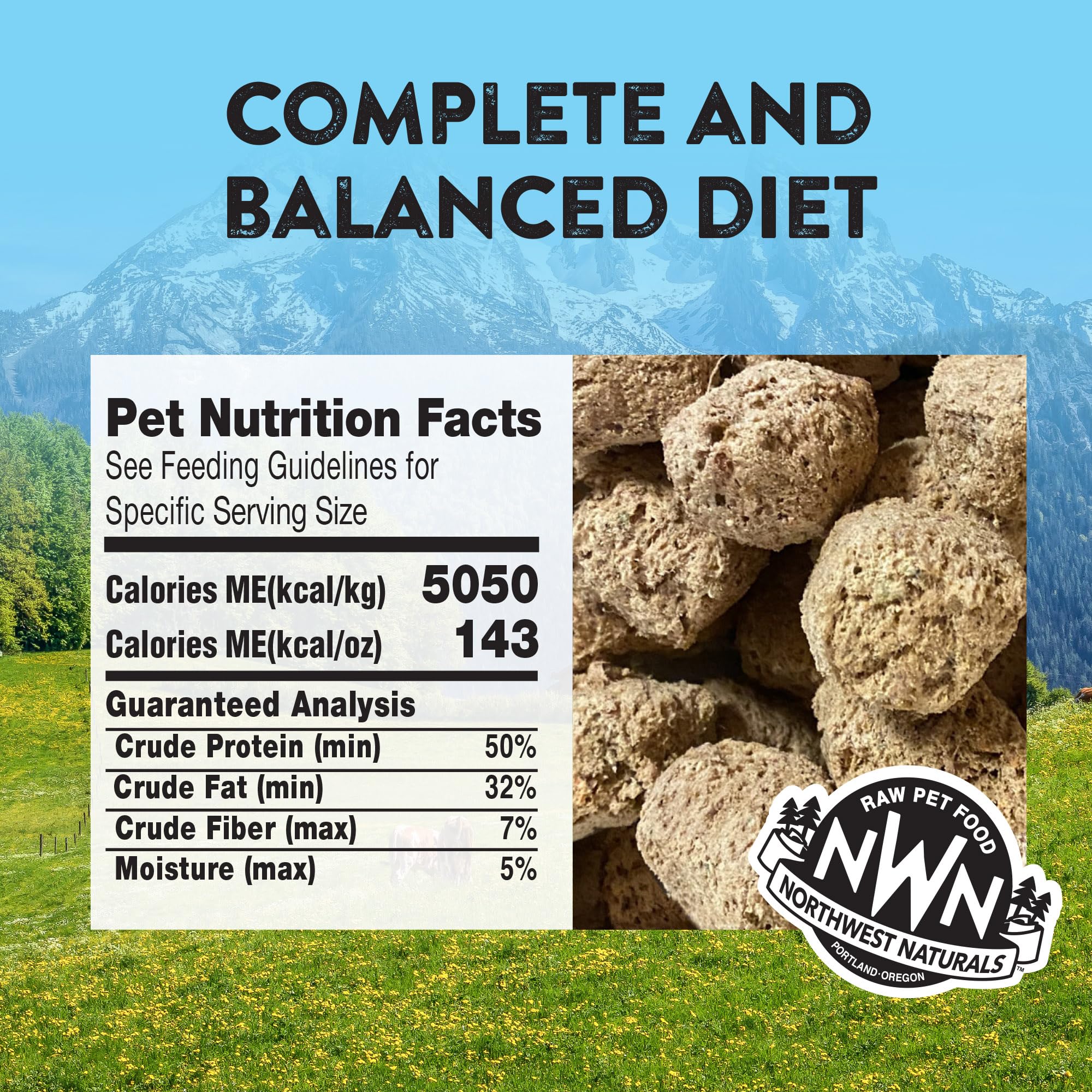 Northwest Naturals Bite-Sized Nuggets shown in bowl, easy chewing for dogs of all sizes.