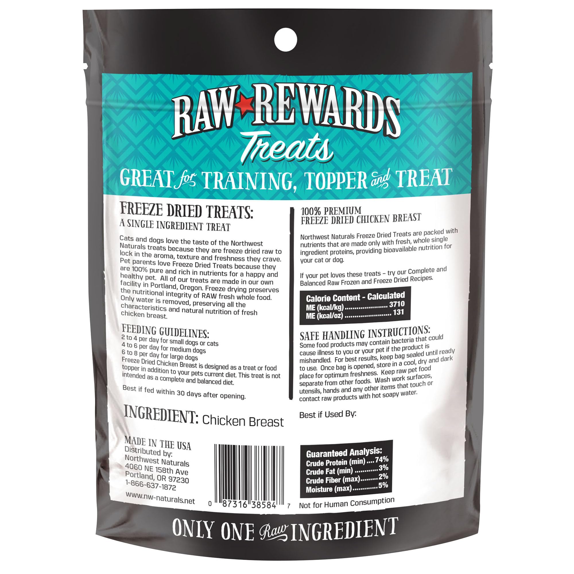 Single-ingredient Northwest Naturals chicken breast protein treat for all sizes