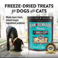 Northwest Naturals Freeze-Dried Chicken Bites close-up, tasty bite-sized treats for dogs and cats.