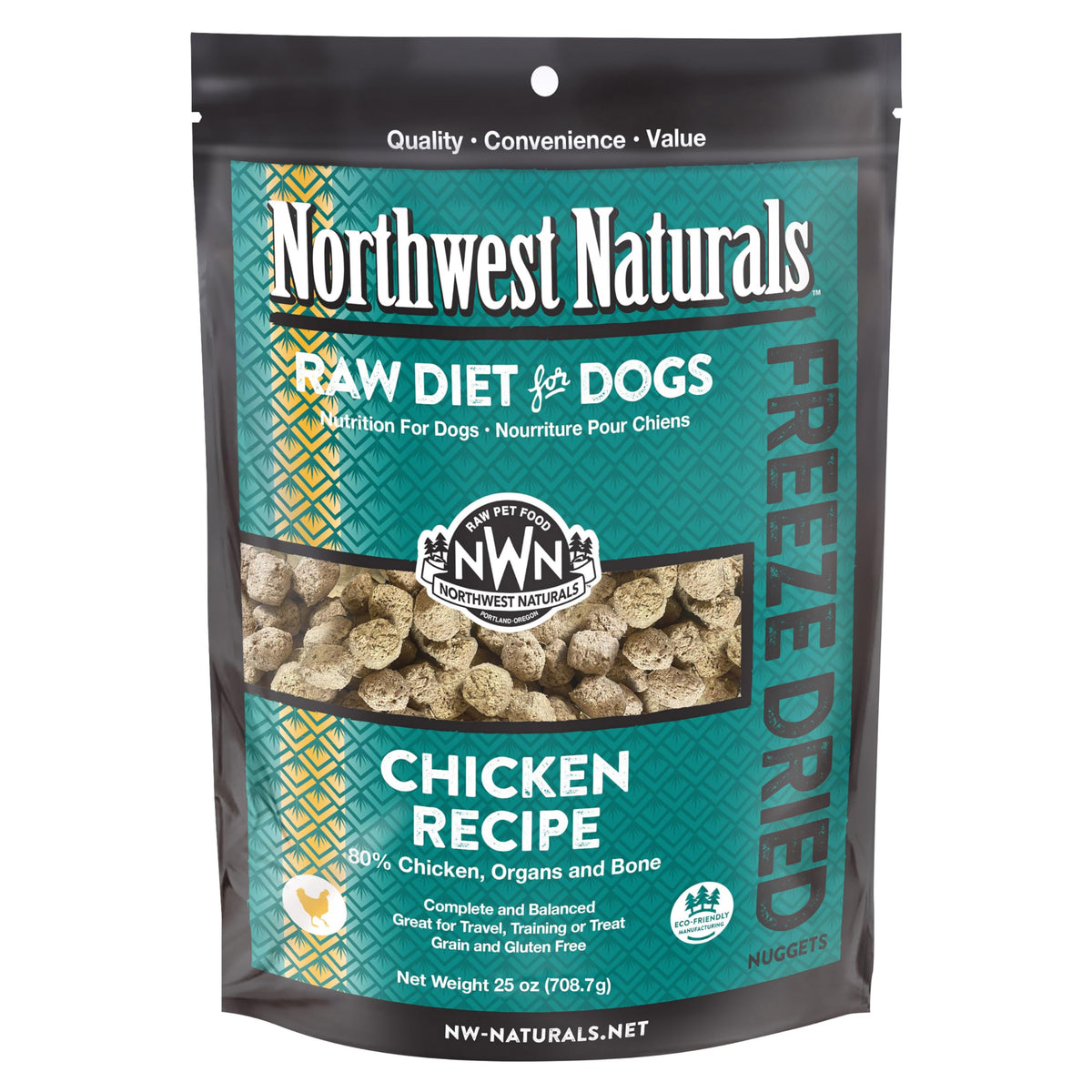 Northwest Naturals Freeze-Dried Chicken dog food bites, bite-sized and high-protein for easy meals