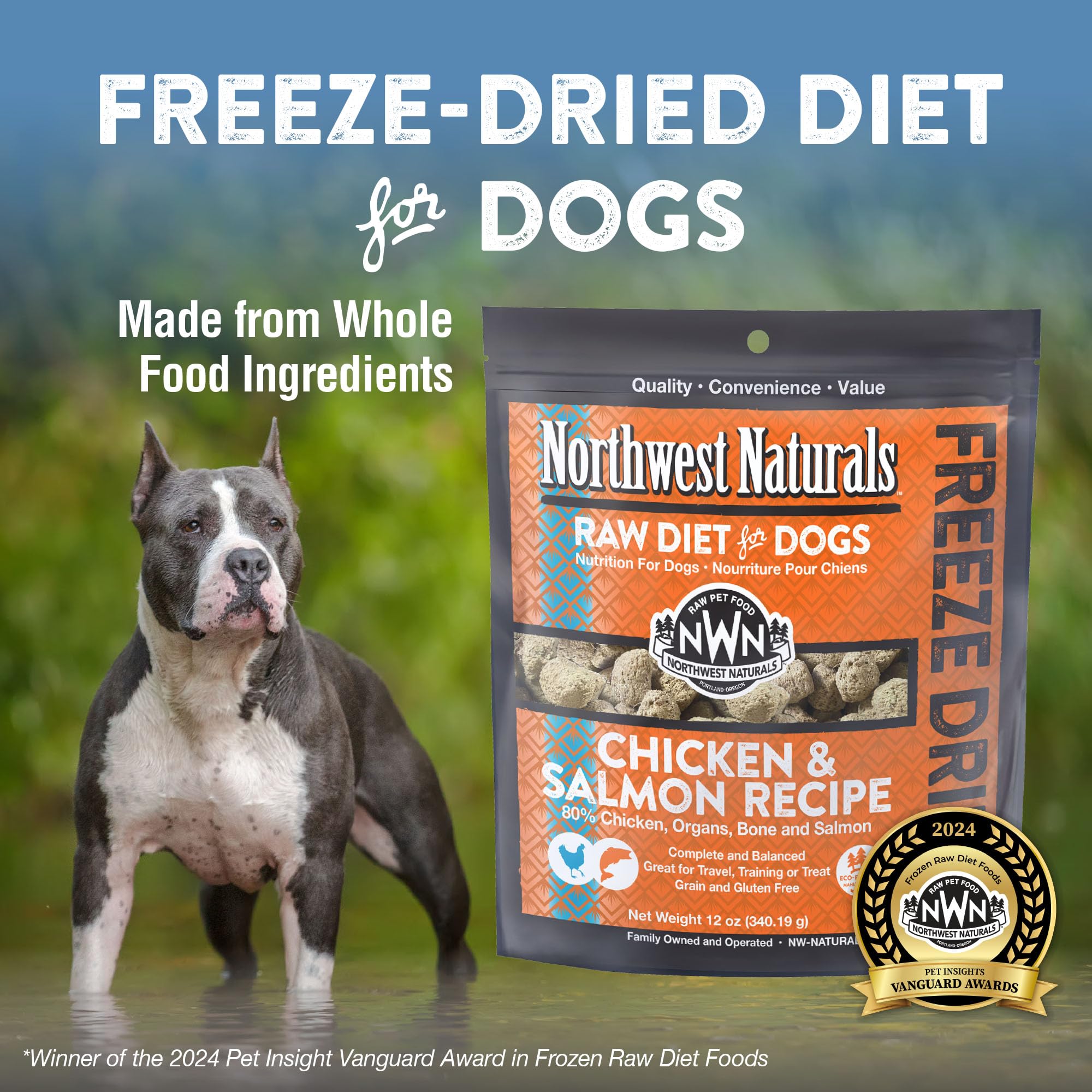 Northwest Naturals freeze-dried packaging maintains freshness for travel.
