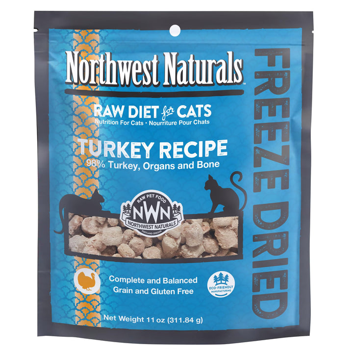 Northwest Naturals Freeze-Dried Turkey cat bites in bowl for picky eaters