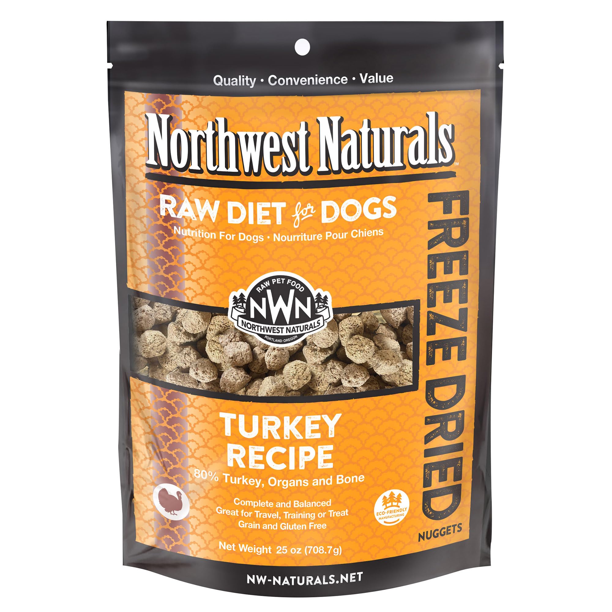 Northwest Naturals freeze-dried turkey dog food bite-sized nuggets ideal for training rewards.