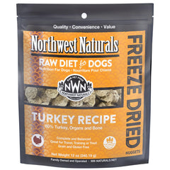 Northwest Naturals freeze-dried turkey dog food bite-sized nuggets offer easy, protein-rich meals for dogs of all sizes.