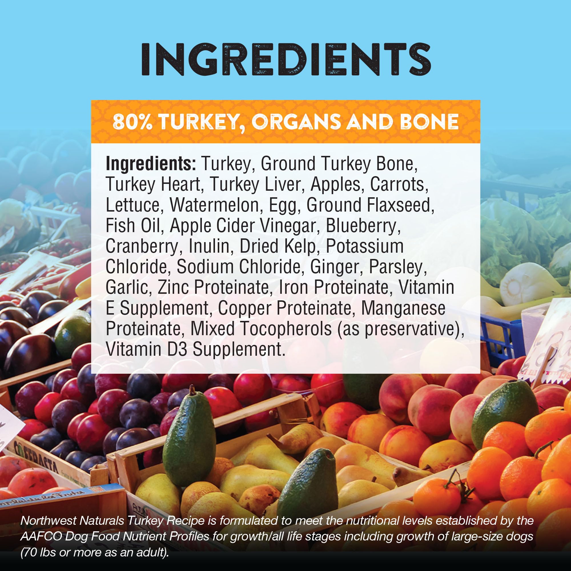 Northwest Naturals freeze-dried turkey dog food on a serving tray shows easy, quick meals.