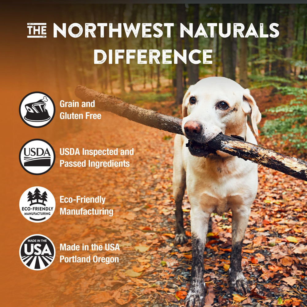 Northwest Naturals freeze-dried turkey dog food emphasizes USA-made quality and human-grade safety.