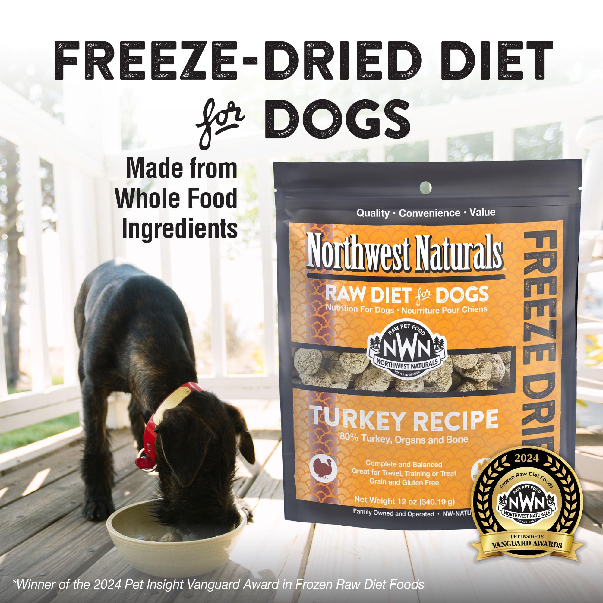 Northwest Naturals packaging highlights travel-friendly, long-lasting freshness for on-the-go feeding.