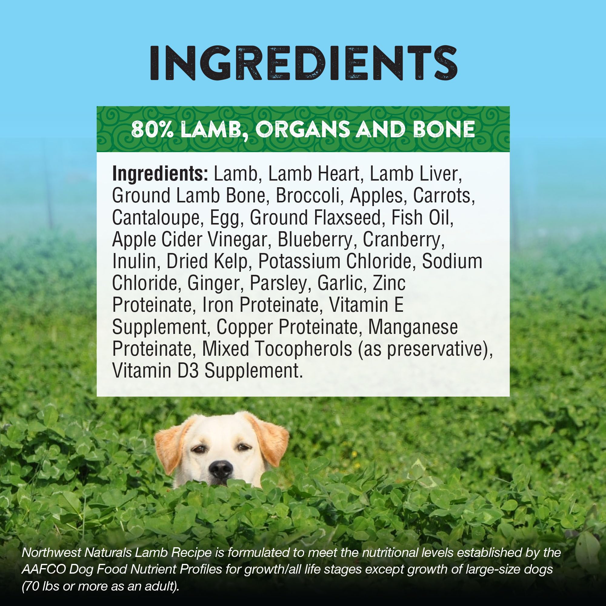 Northwest Naturals human-grade ingredients with on-site USDA inspection for safety.