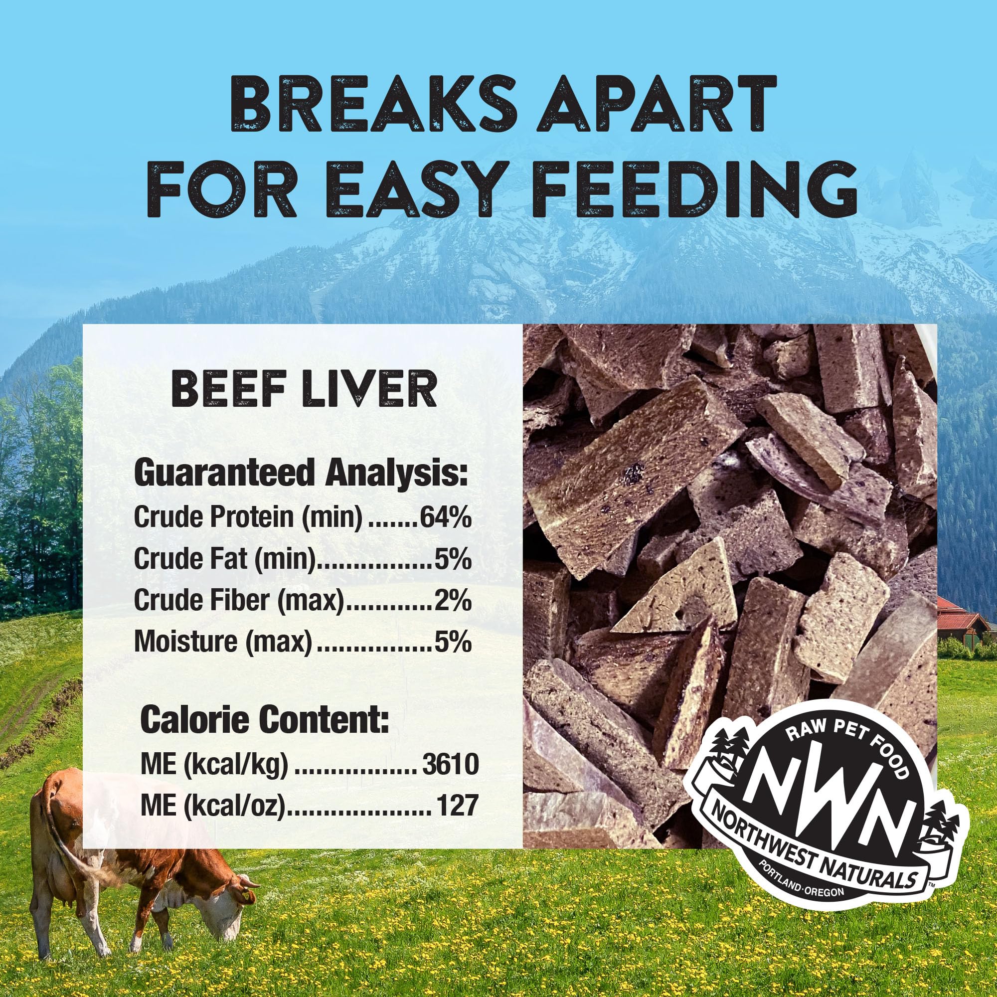 Northwest Naturals Raw Rewards beef liver treats, dog and cat friendly, USDA-inspected
