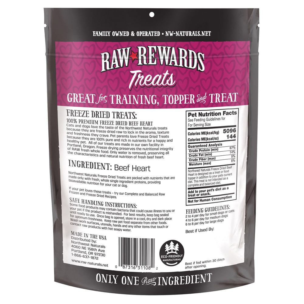 Northwest Naturals beef heart treats for picky eaters with meaty aroma.
