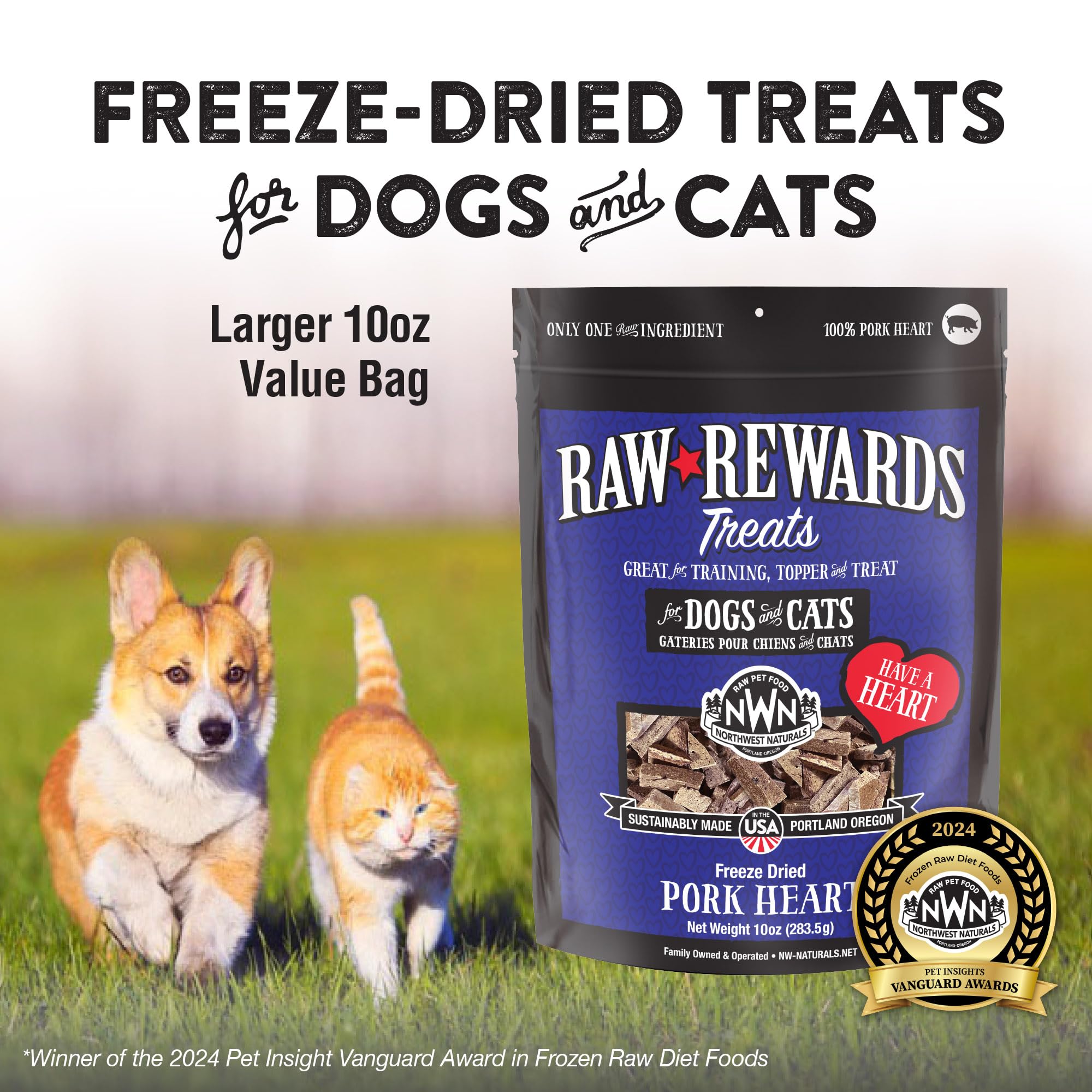 Northwest Naturals freeze-dried pork heart close-up texture.