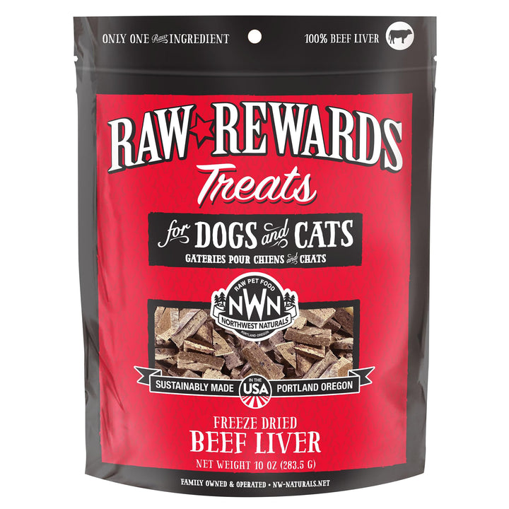 Northwest Naturals Raw Rewards beef liver front packaging showcases quality for pets.