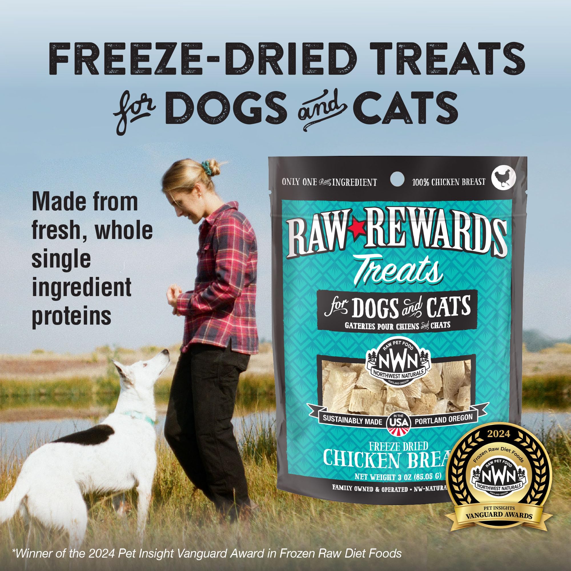 Northwest Naturals Raw Rewards chicken bites, single-ingredient protein for pets