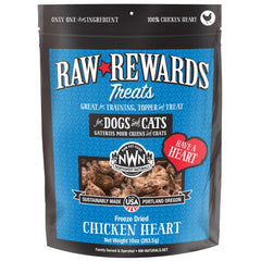 Northwest Naturals Raw Rewards chicken heart bites close-up showing single-ingredient protein