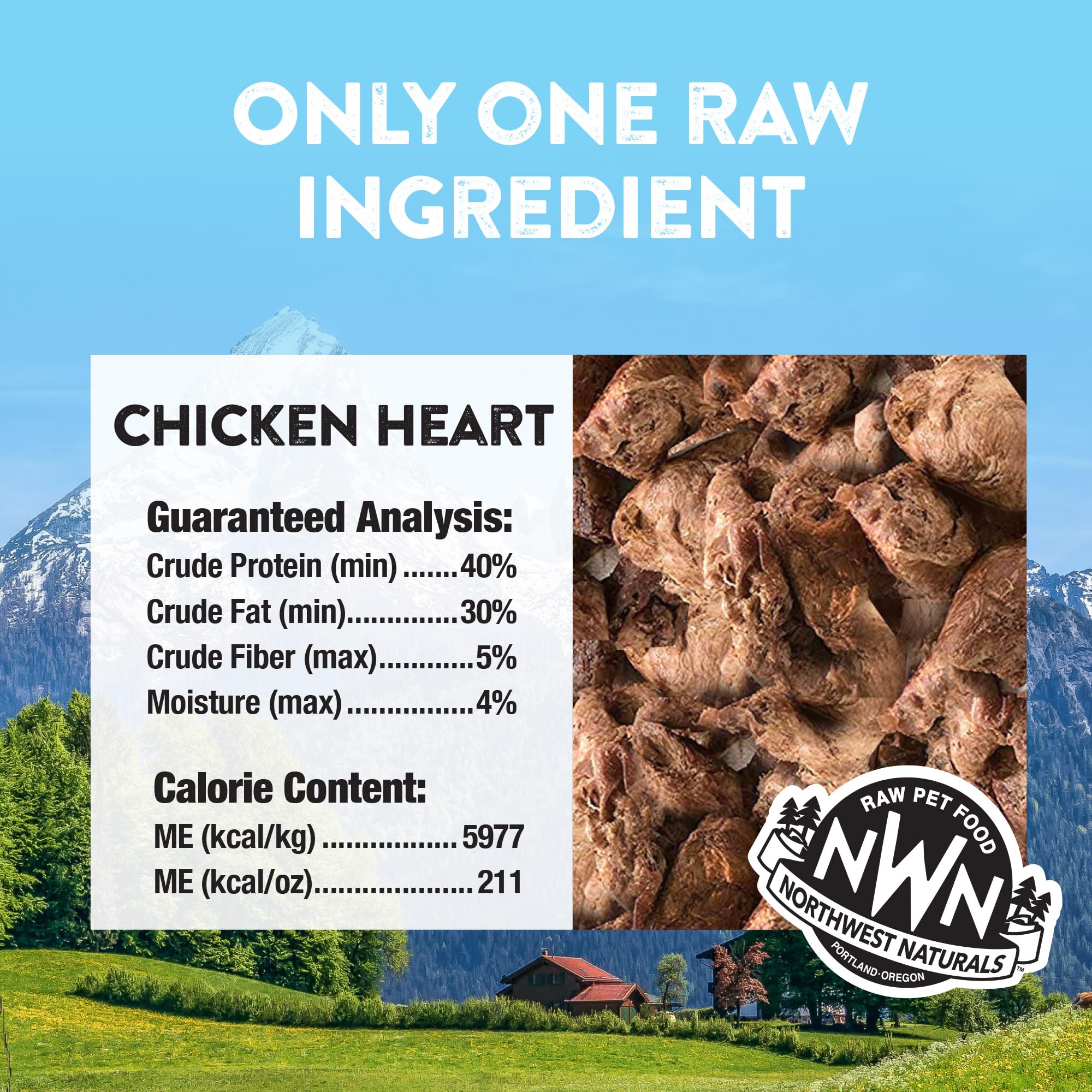 Northwest Naturals Raw Rewards chicken heart bites hero image for dogs and cats