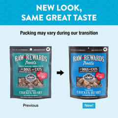 Close-up of Northwest Naturals Raw Rewards freeze-dried chicken heart treats in bite-sized pieces.