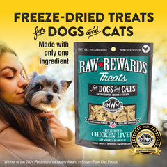 Close-up of Northwest Naturals Raw Rewards chicken liver treats showing natural texture and single-ingredient goodness