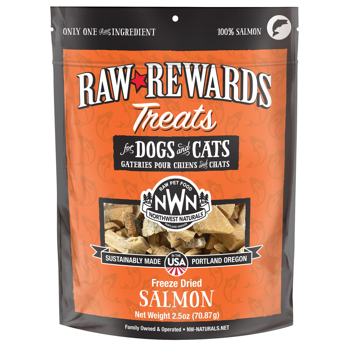 Northwest Naturals Raw Rewards packaging showing human-grade, USA-made quality.