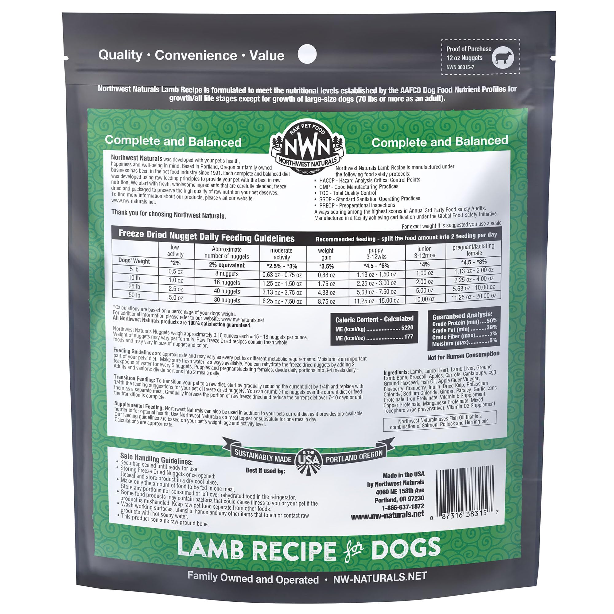 Northwest Naturals lamb nuggets enhance mealtime variety and nutritional density.