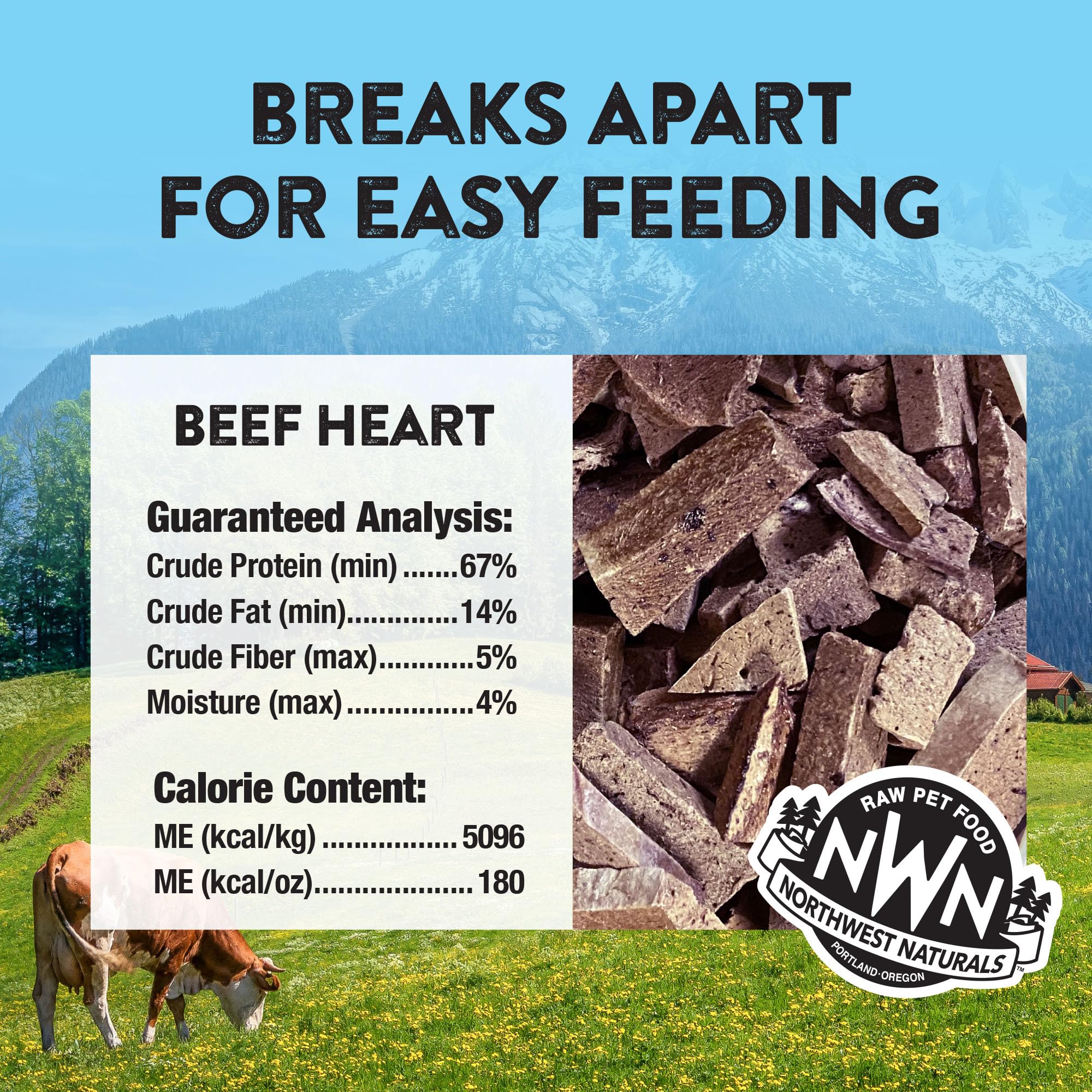 Northwest Naturals USA-made beef heart treats produced under USDA oversight.