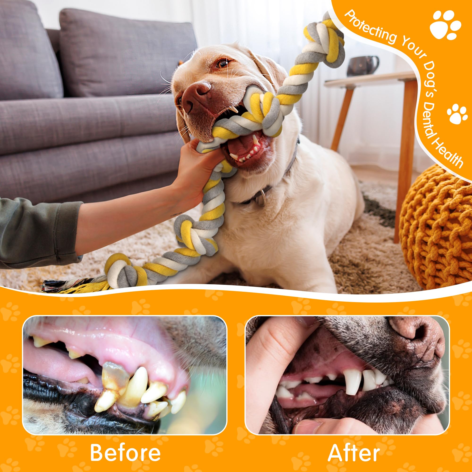 Norvy Aggressive Chewer Rope Toy, nearly indestructible, helps redirect chewing behavior.