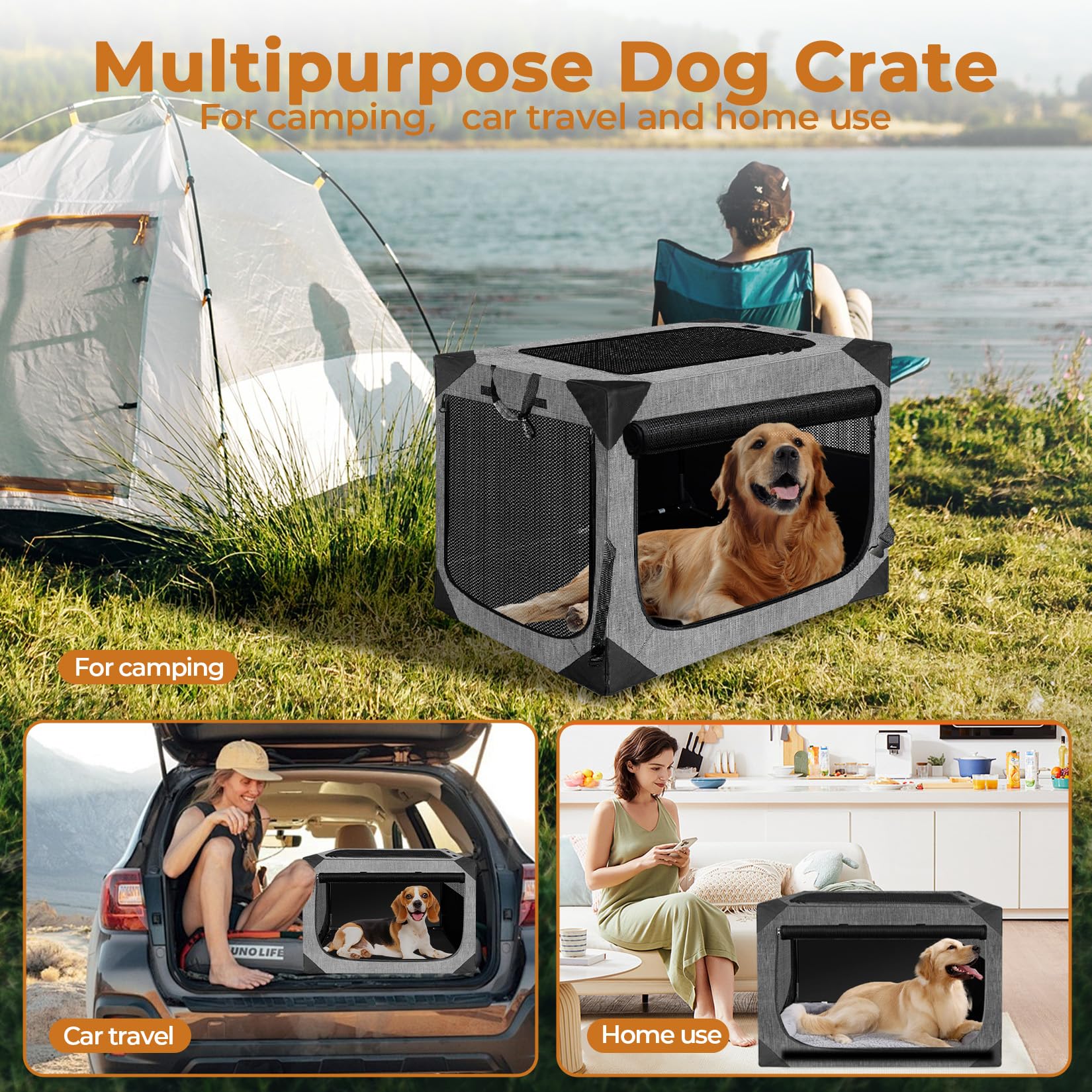 Nottia anti-tip base keeps crate stable on uneven ground.