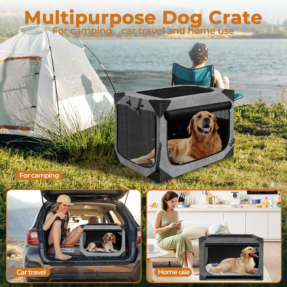 Nottia anti-tip base keeps crate stable on uneven ground.
