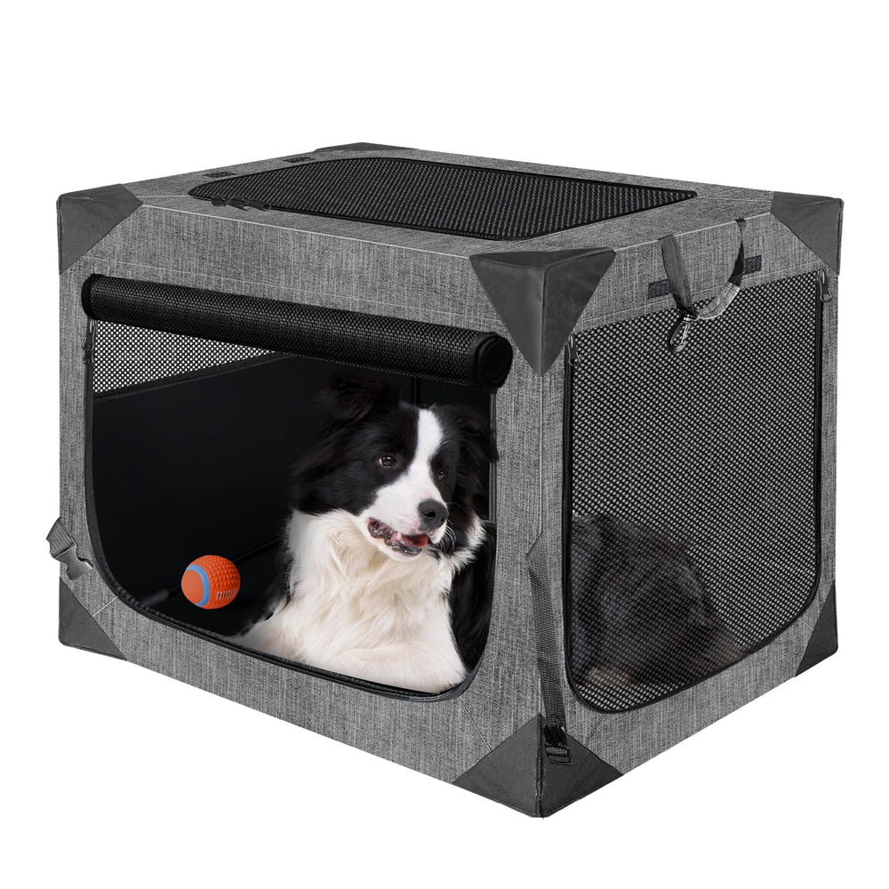 Nottia dog crate collapsible travel design for easy storage and transport.